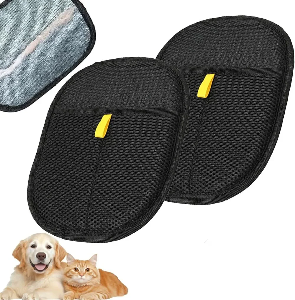2 Pcs Reusable Pet Hair Remover Gloves, 2025 Cat Dog Grooming